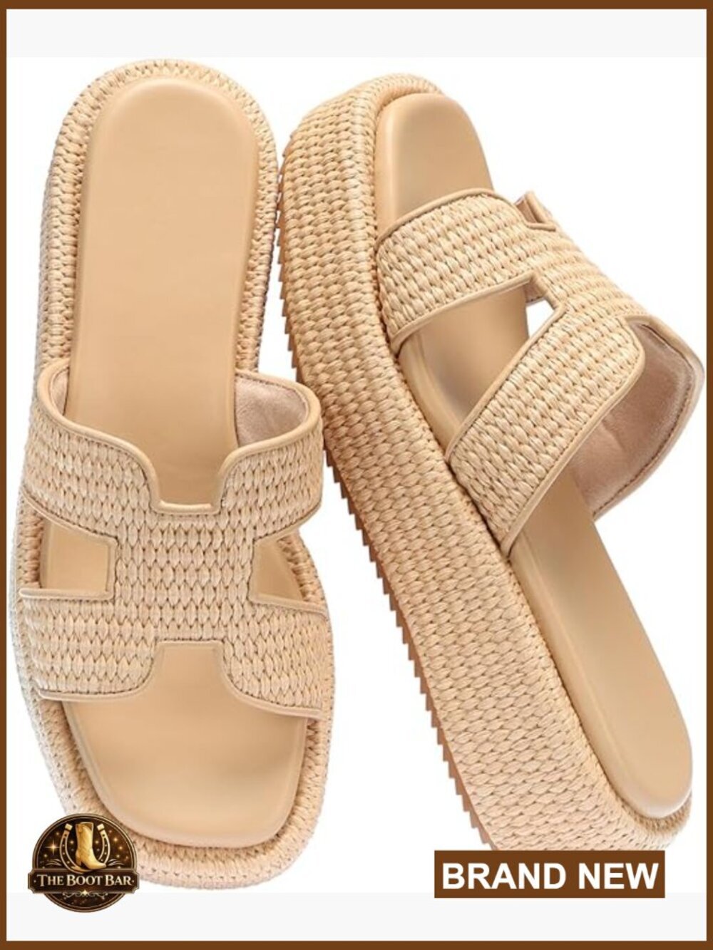 Woven Raffia Platform Espadrille Wedge Sandals Slip-On Summer Beach